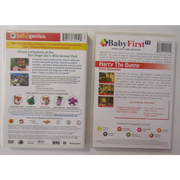 BabyFirst Harry the Bunny & Baby Genius Animal Adventures DVD's With Music CD - Picture 2 of 6